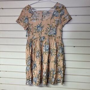 Aritzia Talula Womens Small Bayberry Blush Pink Floral Babydoll Mini Dress Rayon